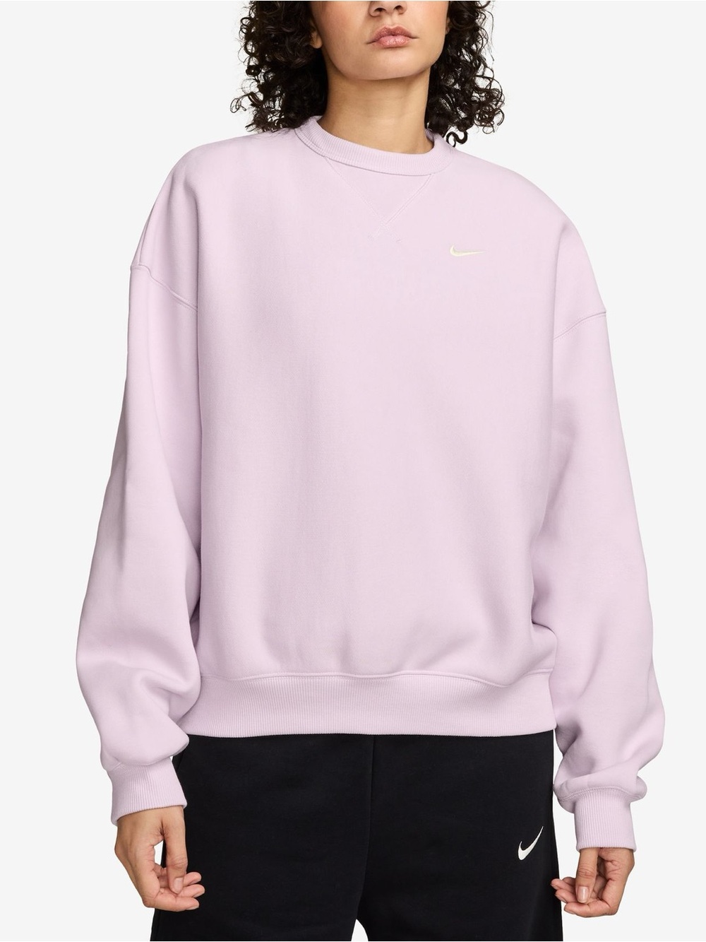 Nike Light Pink Studio Fleece Standard Fit Crewneck Sweatshirt NWT $65 Womens